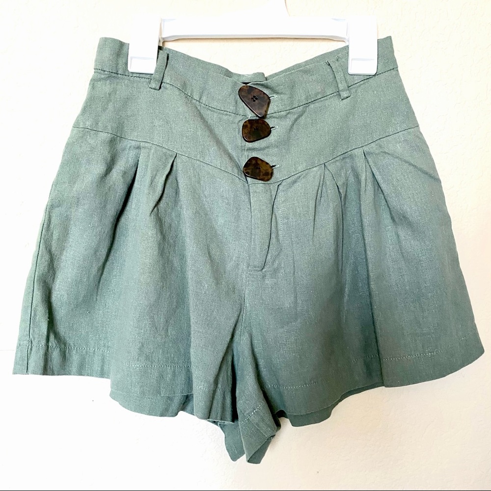 Zara Linen Blend High Waisted Shorts Small S
